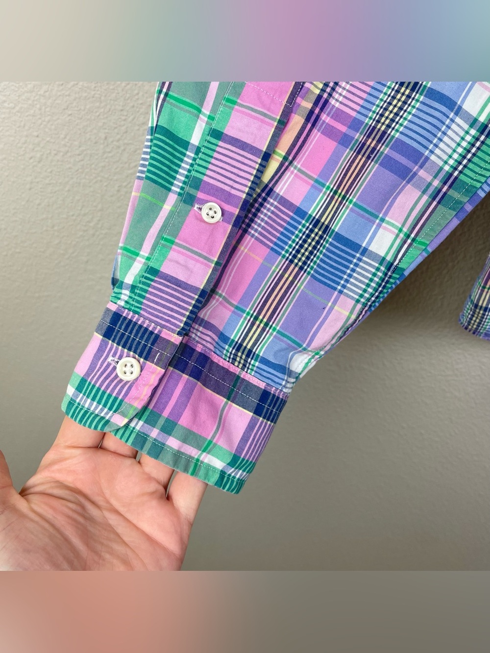 Ralph Lauren Men's Large Pastel Madras Plaid Classic Fix Button Down Shirt Oxfor - Picture 14 of 16